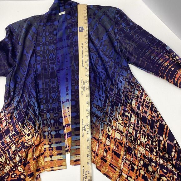 Twelfth Street By Cynthia Vincent Silk Cardigan Blue Orange Women’s Size Small - Picture 6 of 11